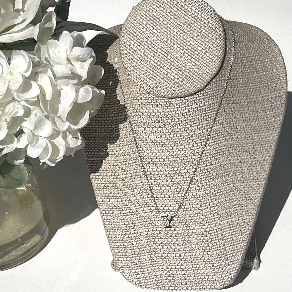 NWT Stainless Steel Silver Initial Necklace Letter Y